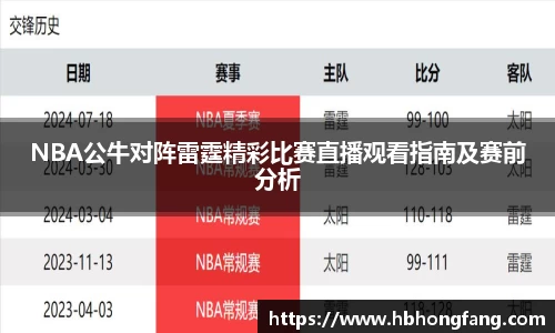 NBA公牛对阵雷霆精彩比赛直播观看指南及赛前分析